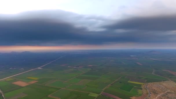 Uma Vasta Planície Aérea Muitos Campos Grandes Terreno Plano Imagens — Vídeo de Stock