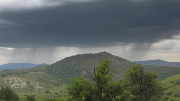 Regen Hängt Die Wolke Herunter Niederschlag Der Aus Den Gewitterwolken — Stockvideo