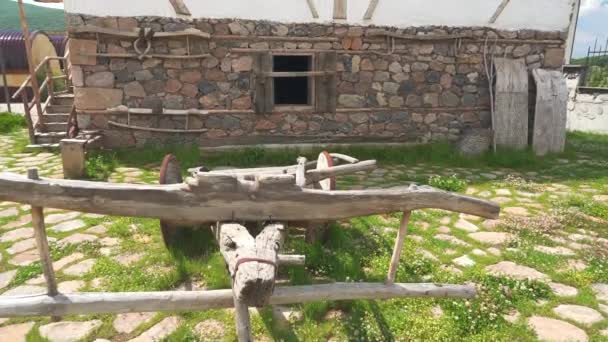 Antigua Casa Pueblo Clásica Tradicional Con Paredes Piedra Madera Piso — Vídeo de stock