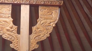 Moğol milli markasının kültürel süslemeleri. Moğol dekoratif sanatının önemli bir parçasıdır. Moğolistan yurt motifleri. Geleneksel sanat eserleri. Doğal ejderha fenomeni geometrik amblem göçebe sembolü.