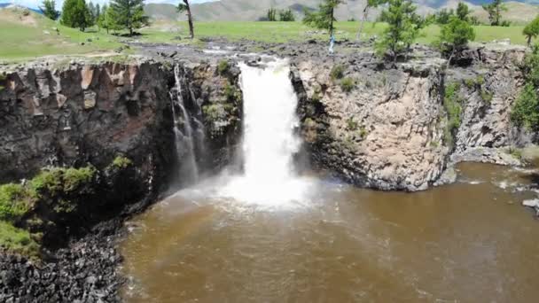 Orkhon Orhon Uma Cachoeira Localizada Vale Ovorkhangai Aimag Centro Mongólia — Vídeo de Stock