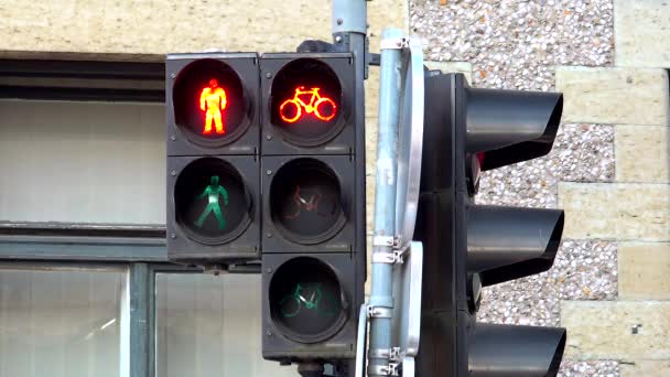 Las Luces Tráfico También Conocidas Como Lámparas Semáforos Señalización Paran — Vídeo de stock