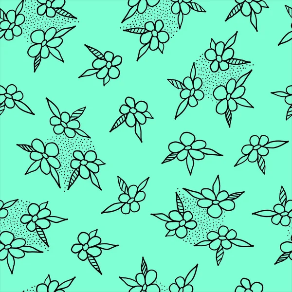 Seamless pattern with black flowers on the color background. — 스톡 사진