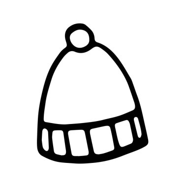 El çizimi siyah ve beyaz karalama, kış başlığı çizimi.