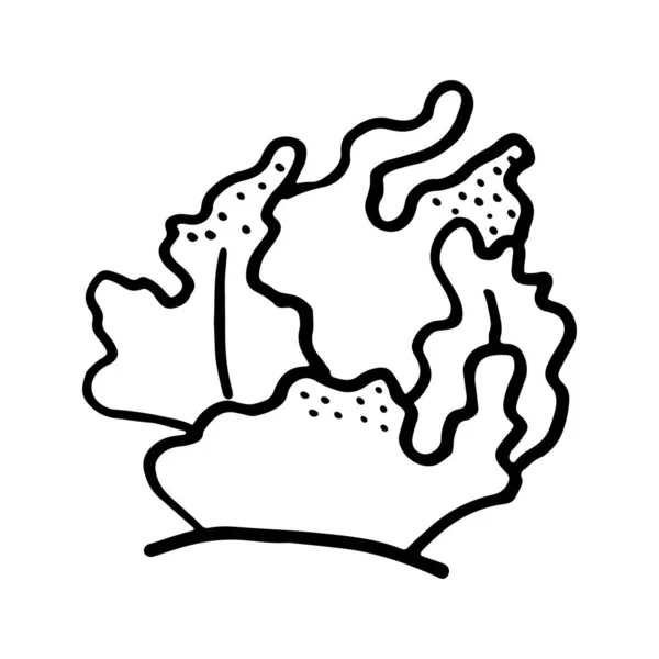 Hand getekend zwart-wit zee doodle schets illustratie. De koralen. — Stockvector