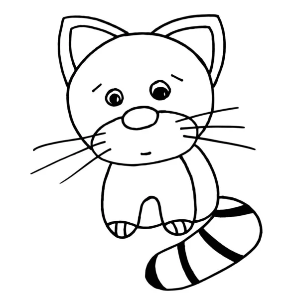 Doodle preto e wnite esboço gato ilustração — Vetor de Stock