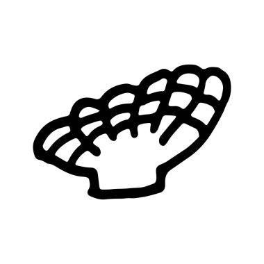 El çizimi siyah beyaz deniz karalaması çizimi. Deniz kabuğu..