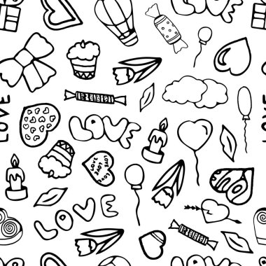 Siyah ve beyaz sevgililer günü kusursuz desen.