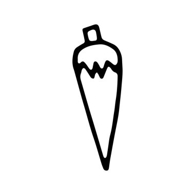 El çizimi siyah beyaz karalama çizimi Noel oyuncağı çizimi.