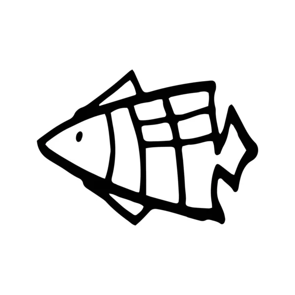Illustrazione dello schizzo di scarabocchio marino in bianco e nero disegnato a mano — Vettoriale Stock