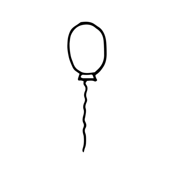 Croquis de doodle ballon noir et blanc . — Image vectorielle