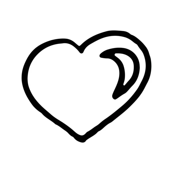 El çizimi siyah beyaz karalama çizimi kalp çizimi. — Stok Vektör