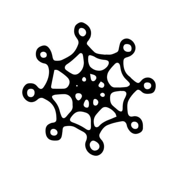 Hand drawn black and white doodle sketch snowflake illustration. — 스톡 벡터