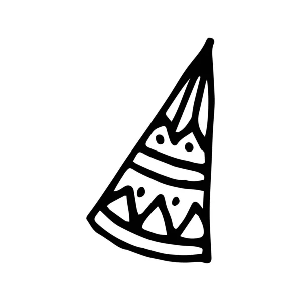 Casquette anniversaire noir et blanc croquis doodle . — Image vectorielle