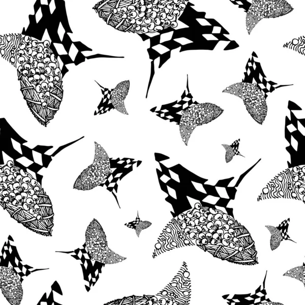 Schwarz-weiß abstraktes Zenart-Muster. — Stockvektor