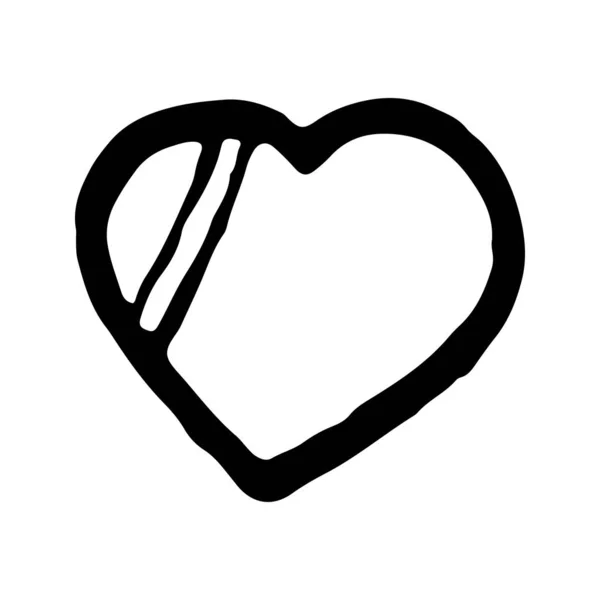Hand drawn black and white doodle sketch heart illustration. — 스톡 벡터