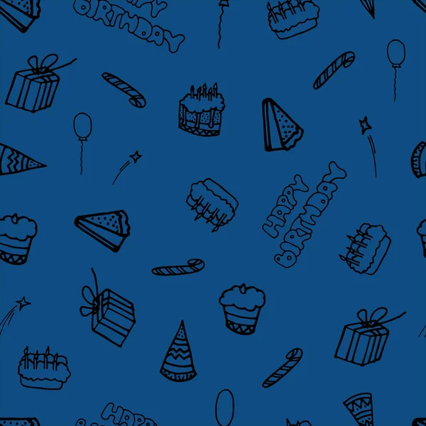 Joyeux Anniversaire Motif Sans Couture Sur Fond Couleur — Image vectorielle