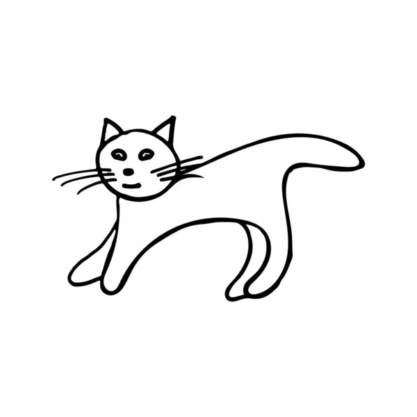 Desenho Rabiscos Gato Preto Branco Ilustração Vetorial Animal Para Livro — Vetor de Stock