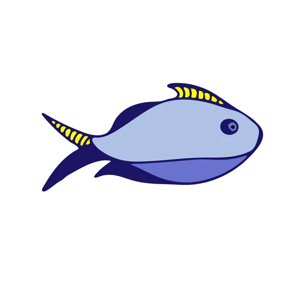 Handritad Isolerad Färg Fisk Vektor Illustration För Klistermärke Och Skjorta — Stock vektor