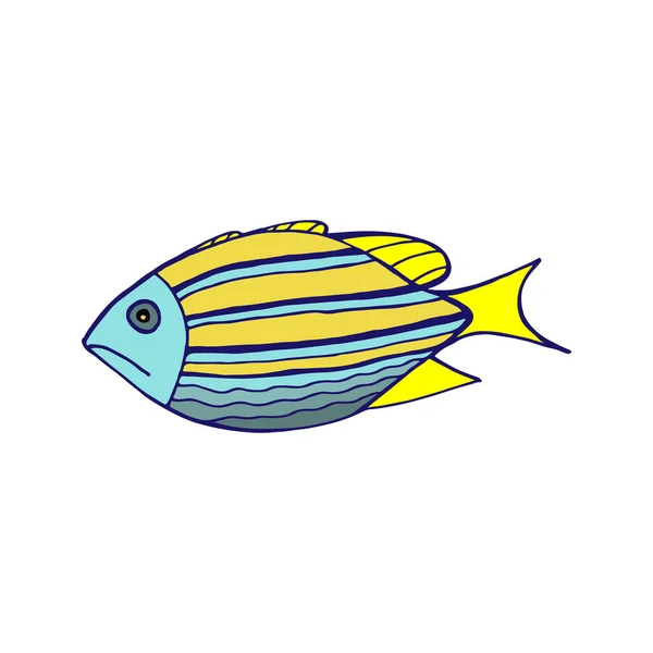 Illustration Vectorielle Poisson Couleur Isolée Dessinée Main Pour Autocollant Chemise — Image vectorielle