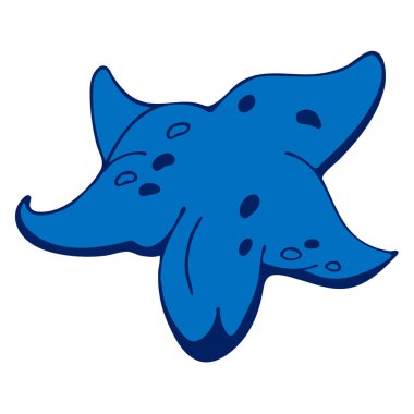 Beyaz arka planda vektör renkli deniz yıldızı görüntüsü. Su altı dünyası karikatür çizimi Panorama, baskı, gömlek, çocuk, bebek, yüzme havuzu, oyun, uygulama ve çıkartmalar için izole nesne.