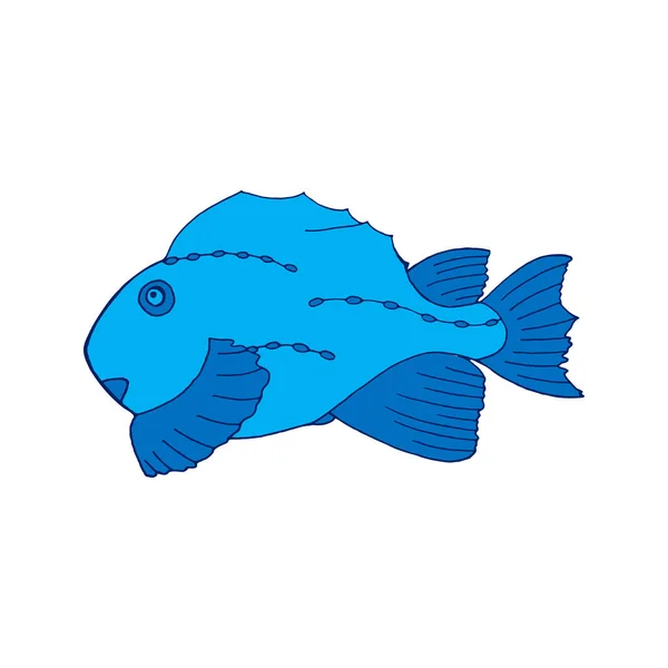 Illustration Vectorielle Poissons Mer Sur Fond Blanc Doodle Croquis Dessin — Image vectorielle