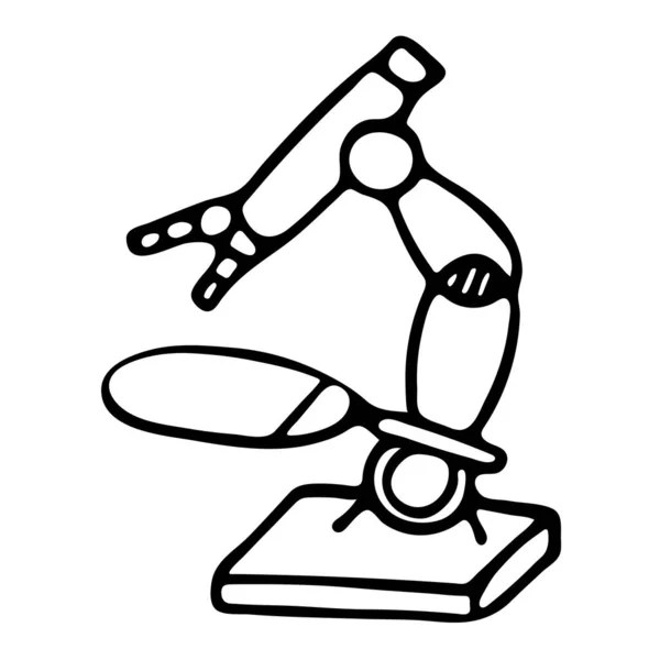 Vector Hand Drawn Isolated Lab Microscope Illustration White Background Sketch — Stock Vector