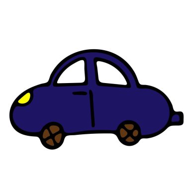 Mavi Araba Vektörü Doodle Sketch. Beyaz Arkaplanda İzole Nesne. Yazdırma, Tişört, Kart, Tasarım, Oyun ve Uygulama için El Çizimi.