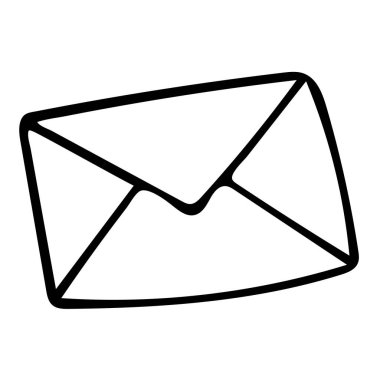 Siyah beyaz zarf karalama çizimi.