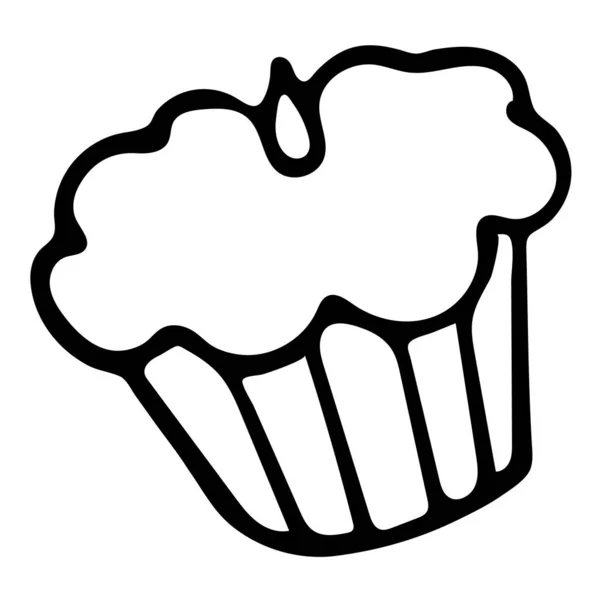 Illustration de croquis de cupcake noir et blanc . — Image vectorielle