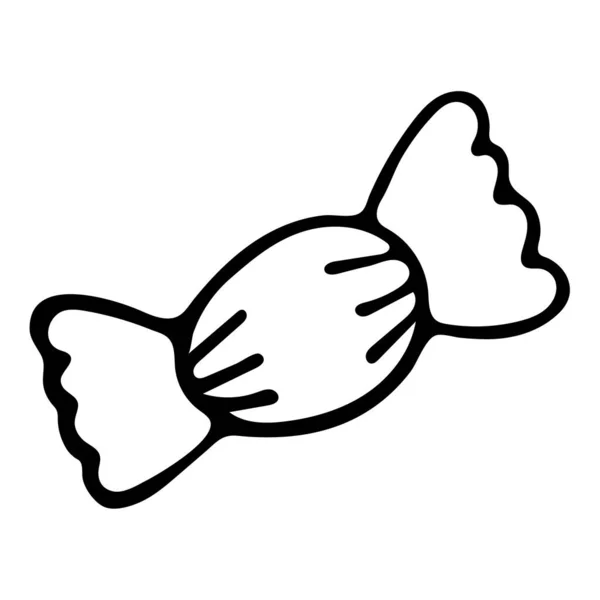 Illustration de croquis de gribouille de bonbons noirs et blancs . — Image vectorielle