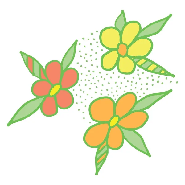 Ilustración colorida del bosquejo de Doodle de la flor en fondo blanco . — Vector de stock