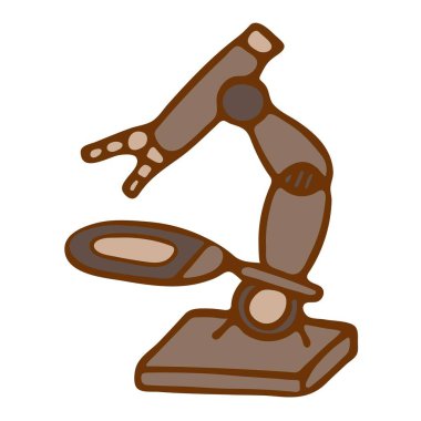 Vektör el izole laboratuvar mikroskobu çizimi.