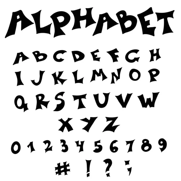 Alfabeto Vectorial Aislado Dibujado Mano Set Con Letras Inglesas Negras — Vector de stock