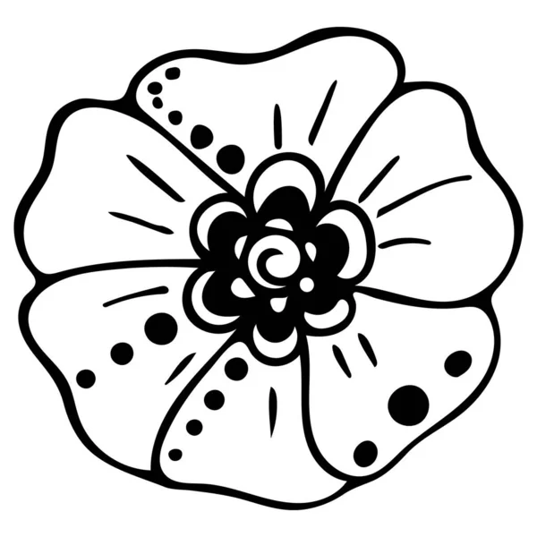 黒と白の花の落書きのイラスト — ストックベクタ