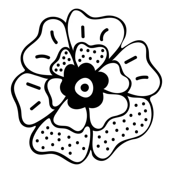 黒と白の花の落書きのイラスト — ストックベクタ