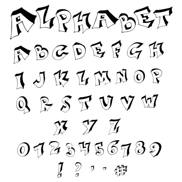 Isoliertes Handgezeichnetes Vektoralphabet Set Mit Schwarzen Und Weißen Englischen Buchstaben — Stockvektor