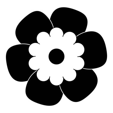 Siyah ve Beyaz İzole Edilmiş Düz Vektör Çiçeği.