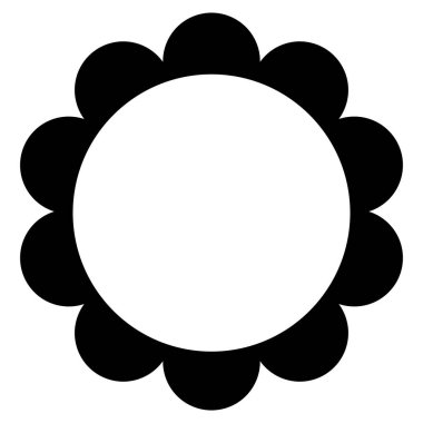 Siyah ve Beyaz İzole Edilmiş Düz Vektör Çiçeği.