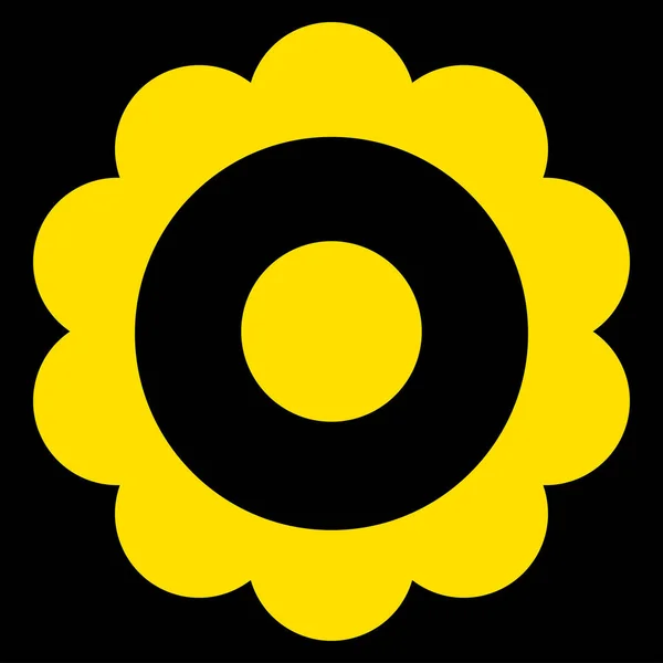 Золотой Одиночный Плоский Векторный Цветок Черном Фоне Цветок Иконы Праздника — стоковый вектор