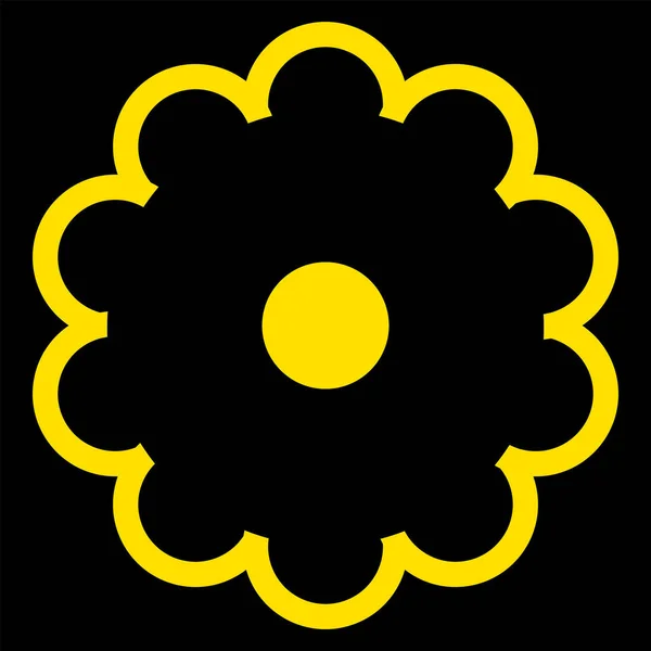 Золотой Одиночный Плоский Векторный Цветок Черном Фоне Цветок Иконы Праздника — стоковый вектор