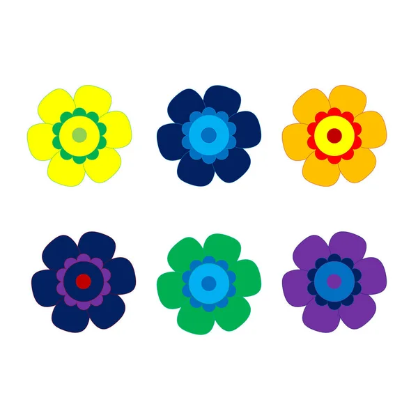Renkli Çiçekler kümesi izole edilmiş vektör simgeleri. Çiçek Koleksiyonu, modern düz bir tarzda. Bölüm 10. — Stok Vektör