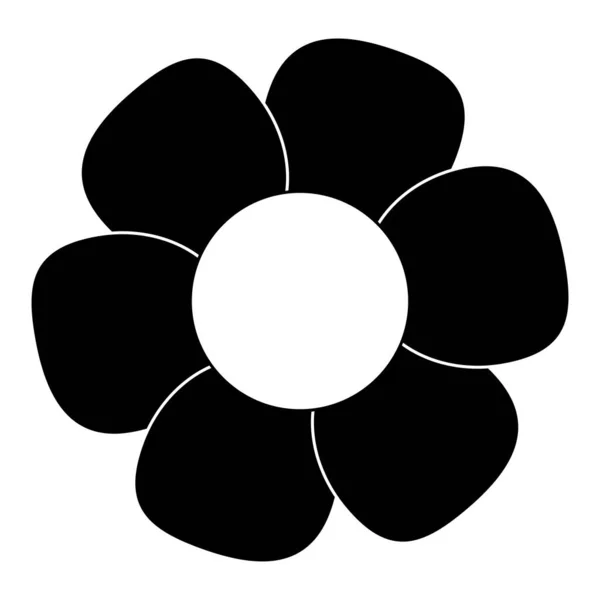 黒と白のシングル孤立フラットベクトル花. — ストックベクタ
