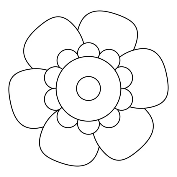 Černá a bílá jednoduchá izolovaná plochá vektorová květina. — Stockový vektor