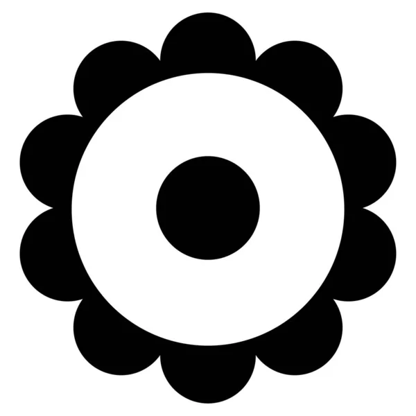 Black and White Single Isolated Flat Vector Flower . — стоковый вектор