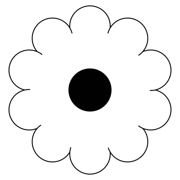 Black and White Single Isolated Flat Vector Flower . — стоковый вектор