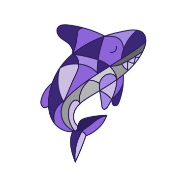 Lekelenmiş cam tarzında Balık Çizimleri.