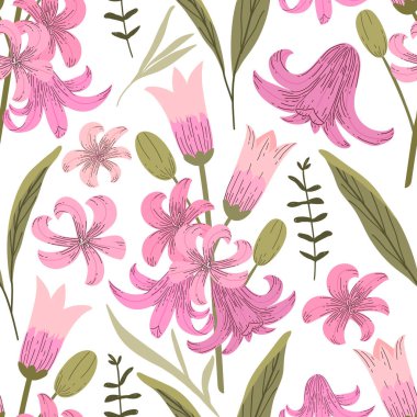 Tekstil ve kumaş için çiçeksiz desen. Soyut çiçek arkaplanı. Güzel çiçek duvar kâğıdı.