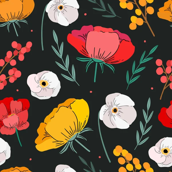 Patrón Sin Costura Floral Para Textil Tela Fondo Floral Abstracto — Vector de stock