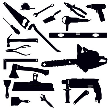 Working tools icon set isolated on white background clipart